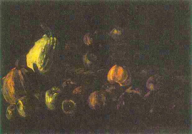 Картина Ван Гога Натюрморт с корзиной яблок и двумя тыквами 1885
